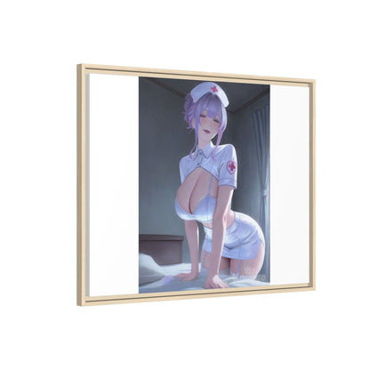 Sexy Anime Nurse Matte Canvas Print (Framed)