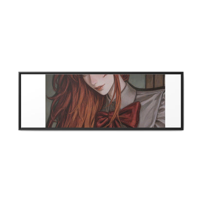 Framed Matte Canvas Print — Moody Red-Headed Anime Girl Art