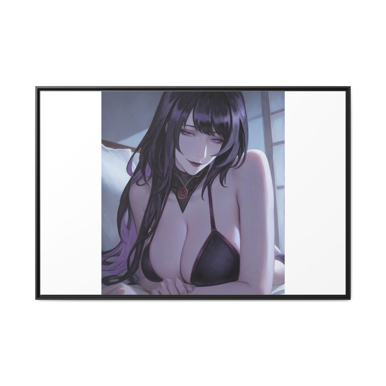 Framed Matte Canvas Print — Moody Anime Woman Portrait