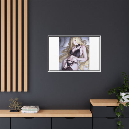 Framed Matte Canvas Print — Sleepy Blonde Anime Pinup