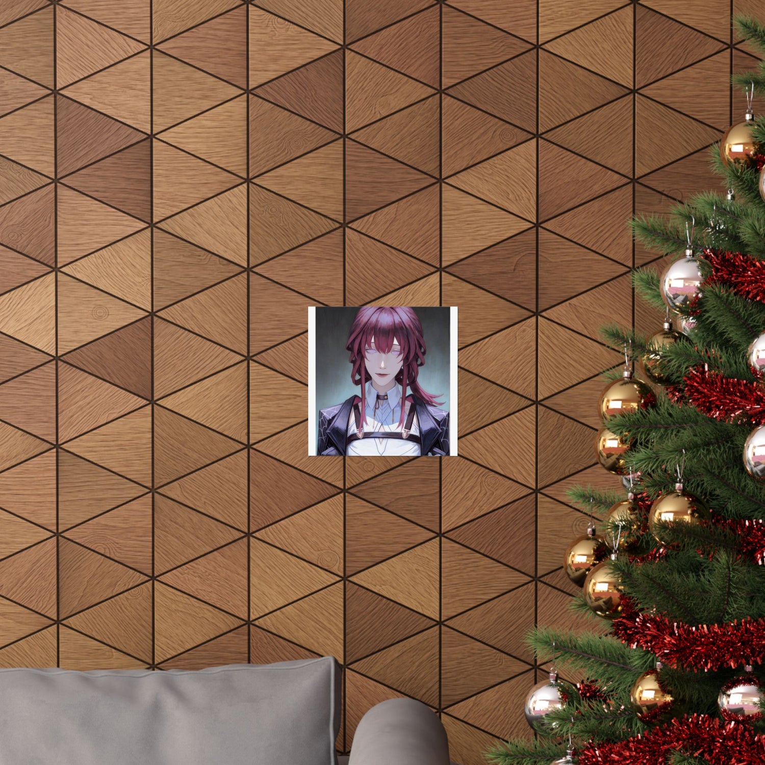 Anime Portrait Poster — Moody Red‑Haired Character Matte Vertical Art Print