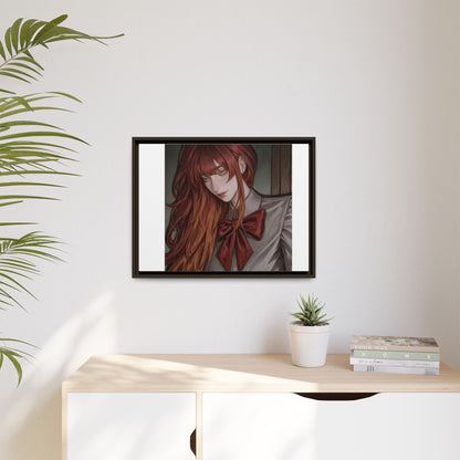 Framed Matte Canvas Print — Moody Red-Headed Anime Girl Art