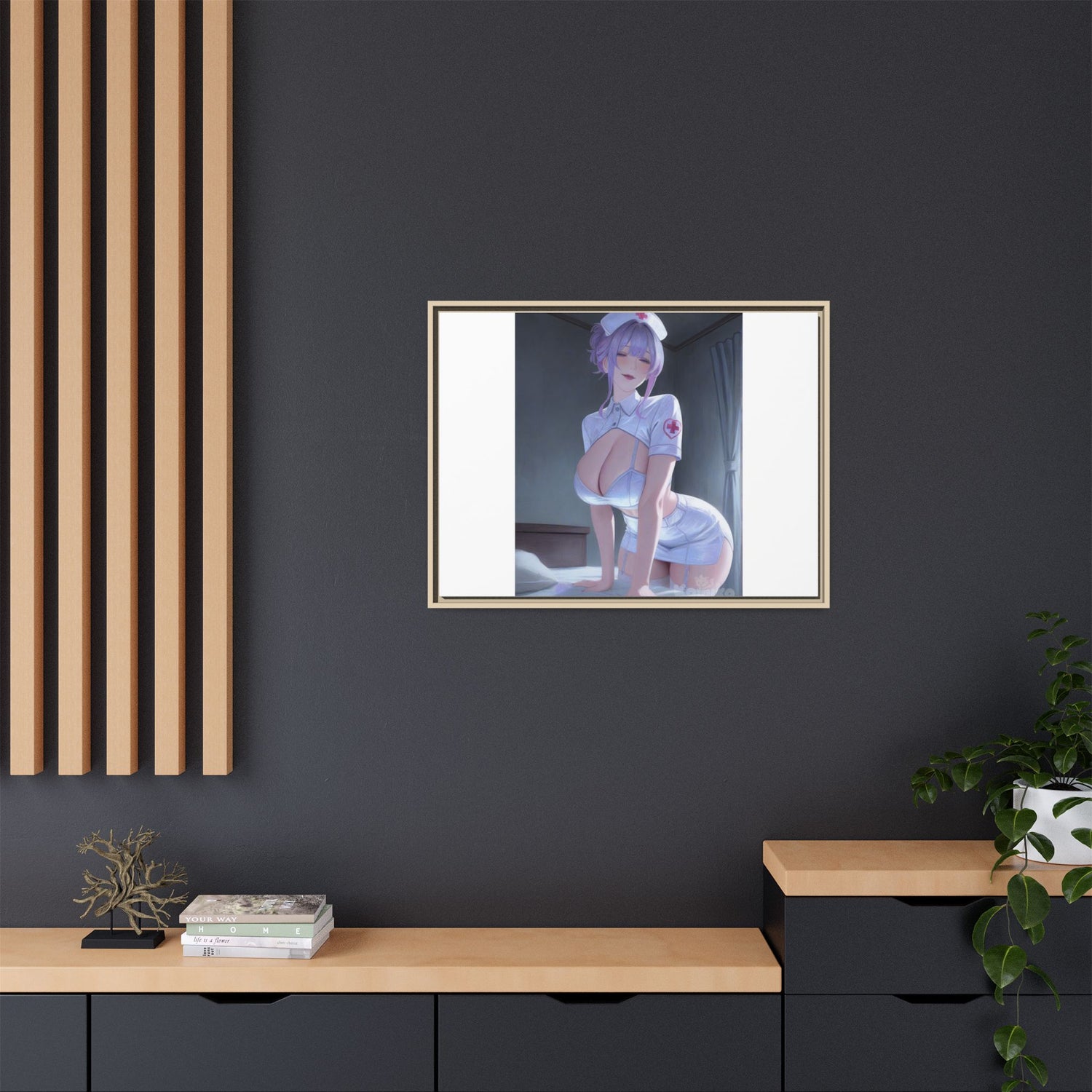 Sexy Anime Nurse Matte Canvas Print (Framed)