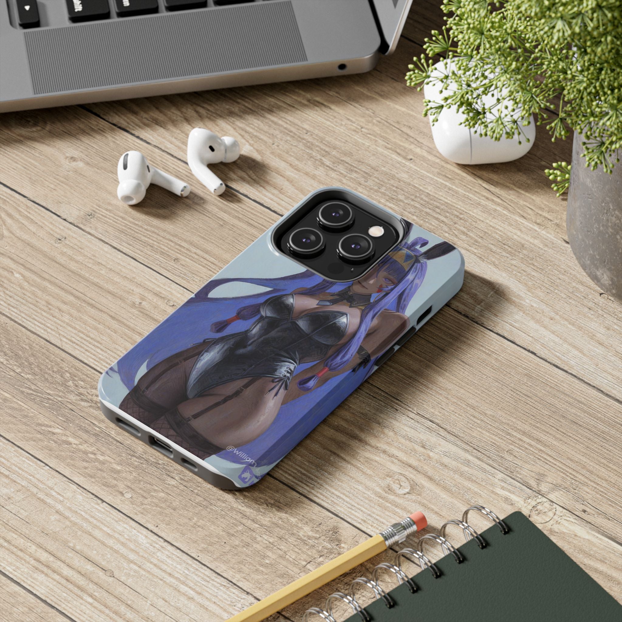Bunny Girl Tough Phone Case — Anime Purple-Haired Character Protective Cover