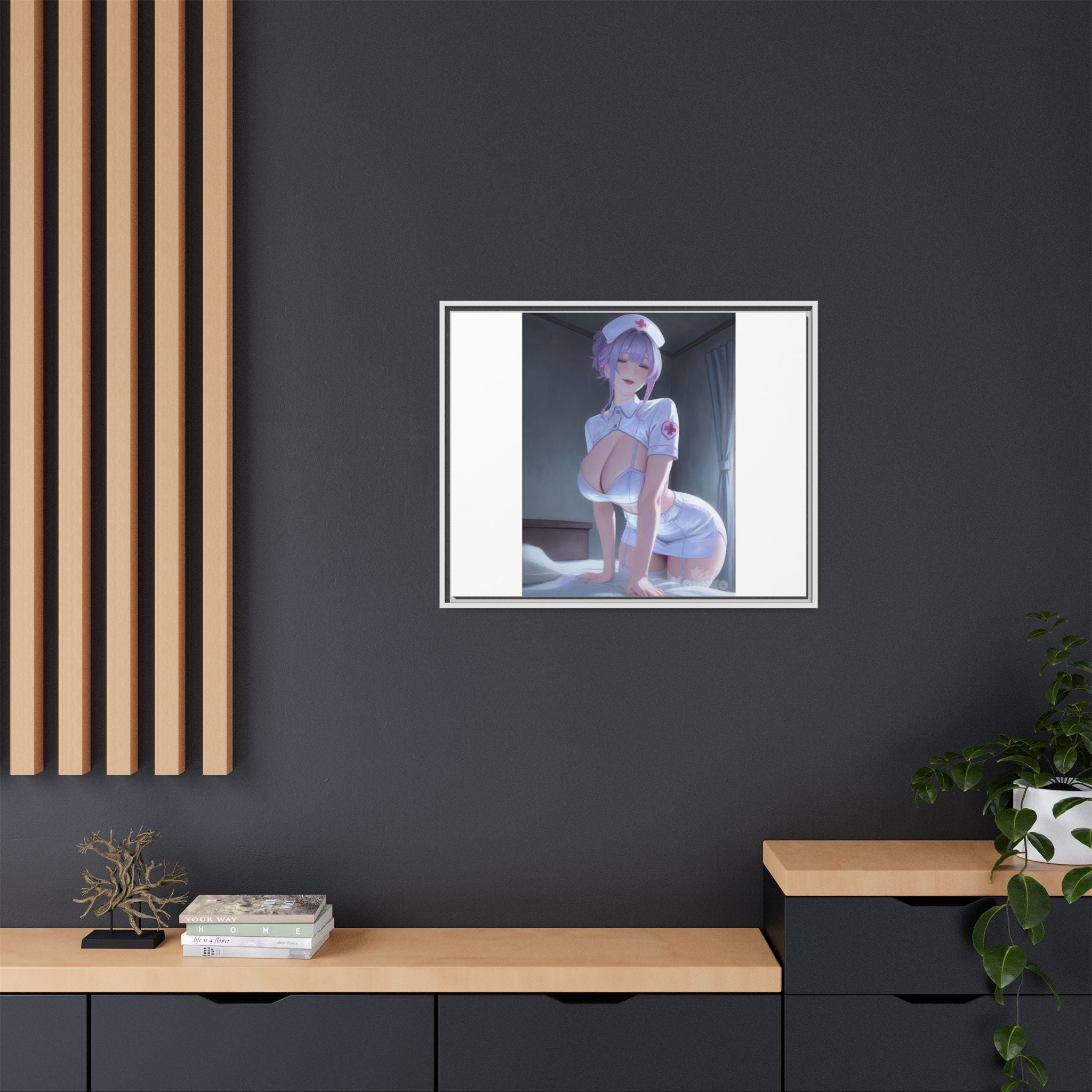 Sexy Anime Nurse Matte Canvas Print (Framed)