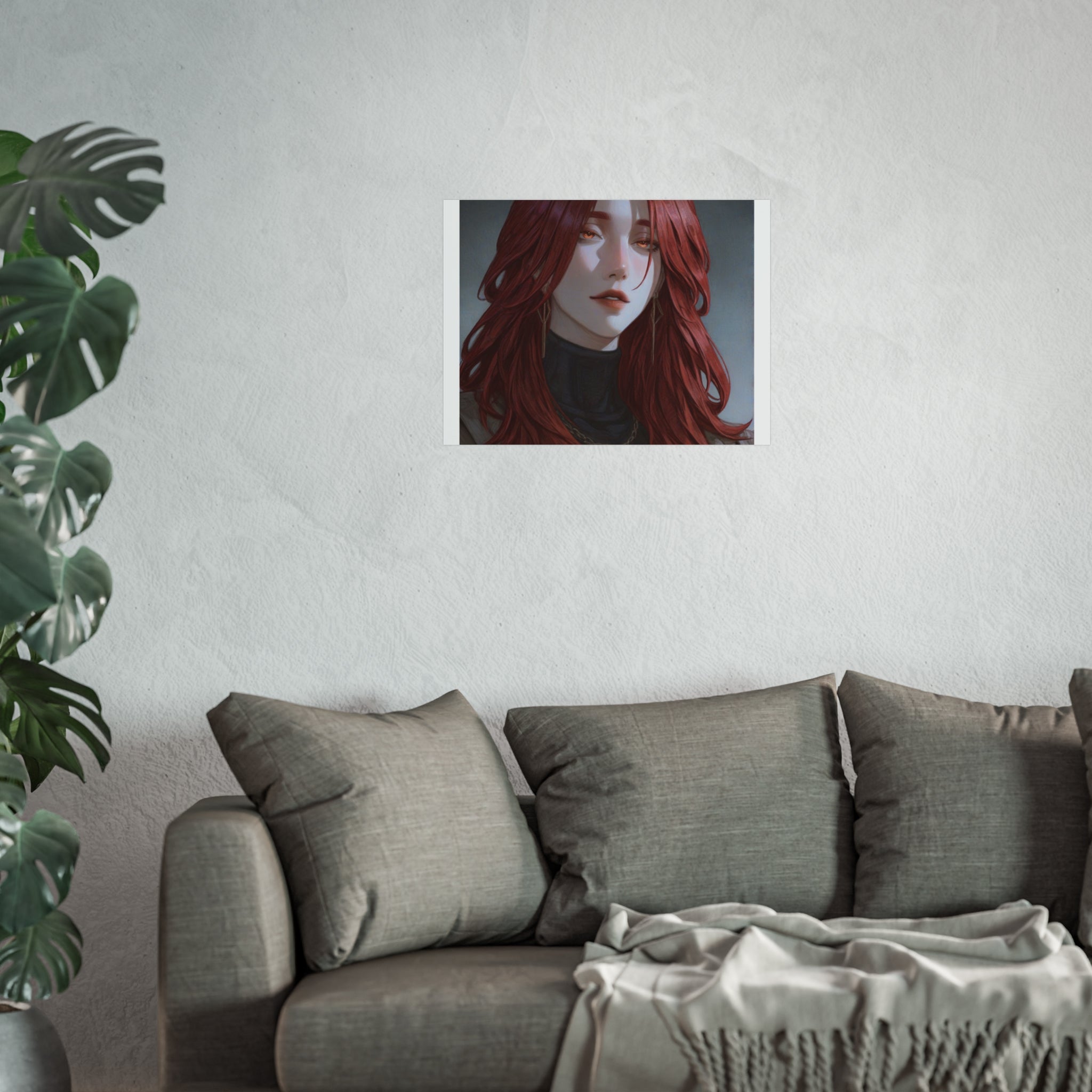 Fine Art Poster — Red-Haired Gothic Portrait, Moody Decorative Wall Art