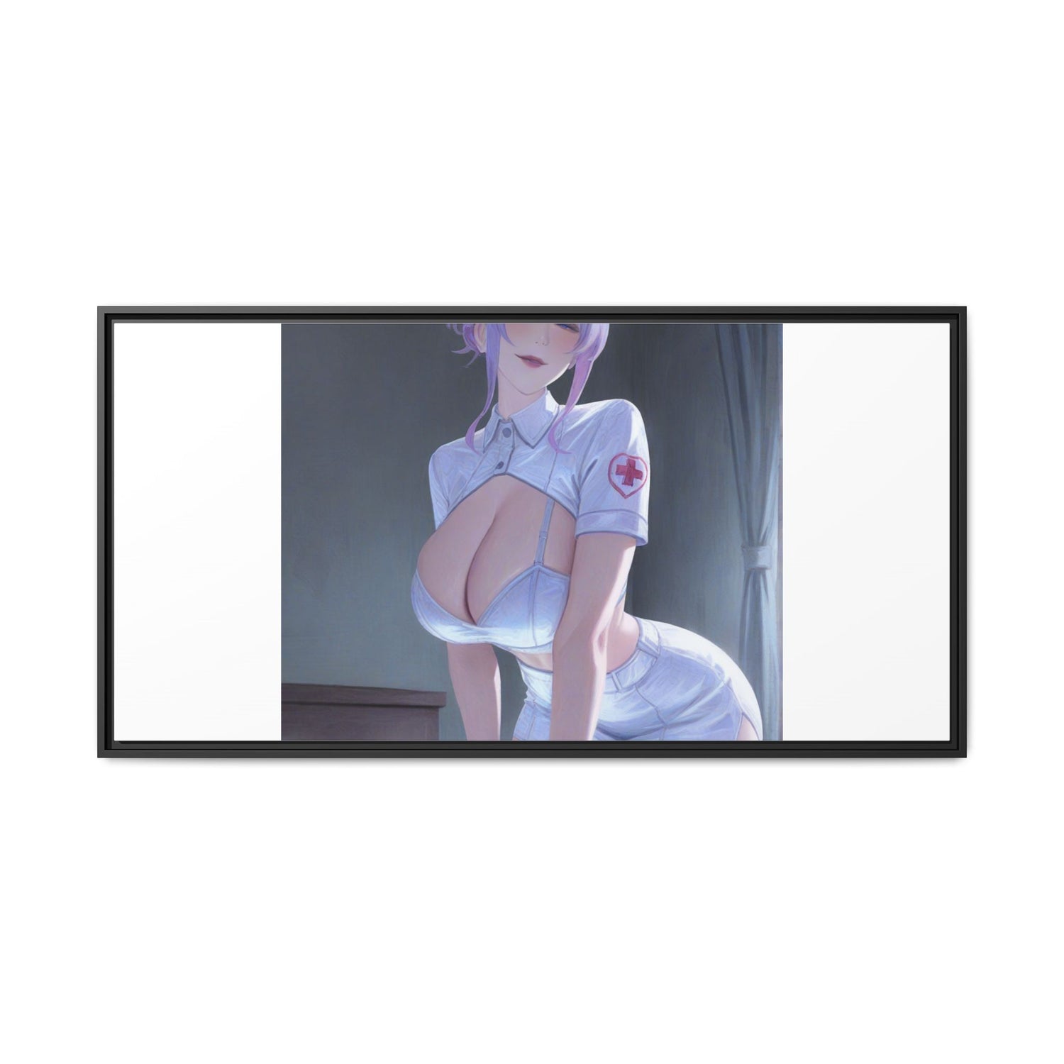 Sexy Anime Nurse Matte Canvas Print (Framed)