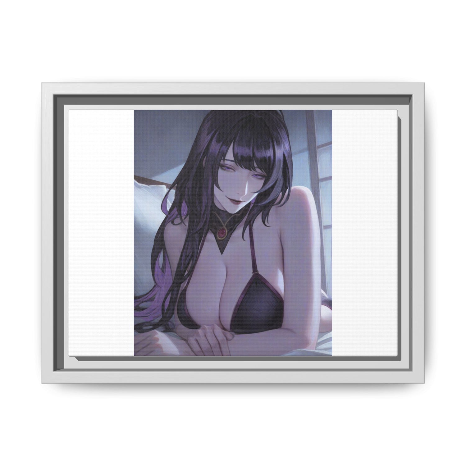 Framed Matte Canvas Print — Moody Anime Woman Portrait
