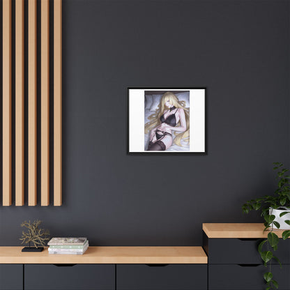Framed Matte Canvas Print — Sleepy Blonde Anime Pinup