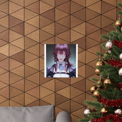 Anime Portrait Poster — Moody Red‑Haired Character Matte Vertical Art Print