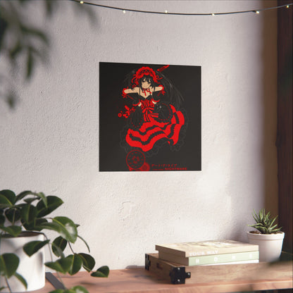 Anime Gothic Poster — Red &amp; Black Kurumi Nightcore Matte Vertical Print