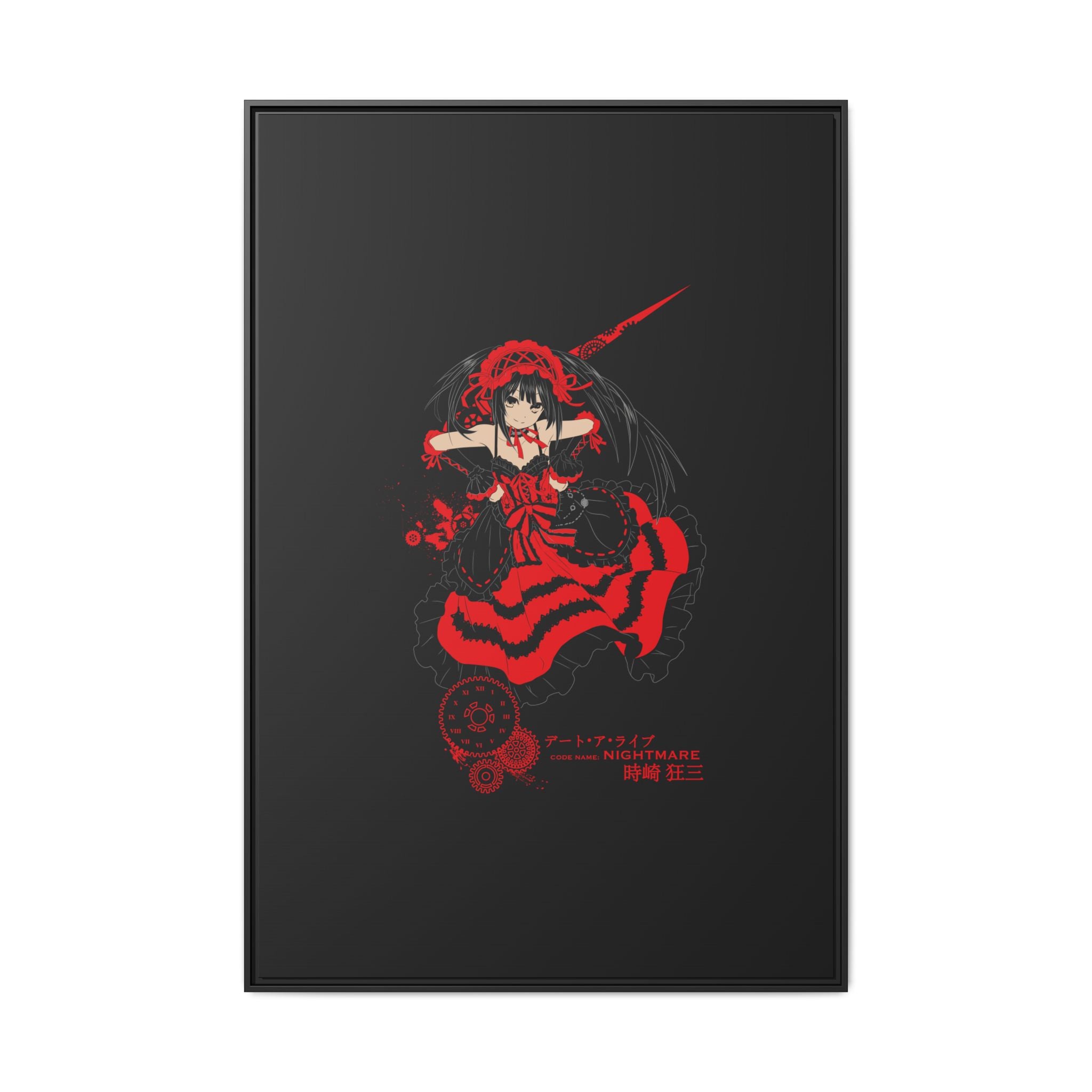 Anime Warrior Red Black Matte Canvas Print — Framed Wall Art
