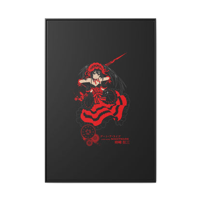 Anime Warrior Red Black Matte Canvas Print — Framed Wall Art