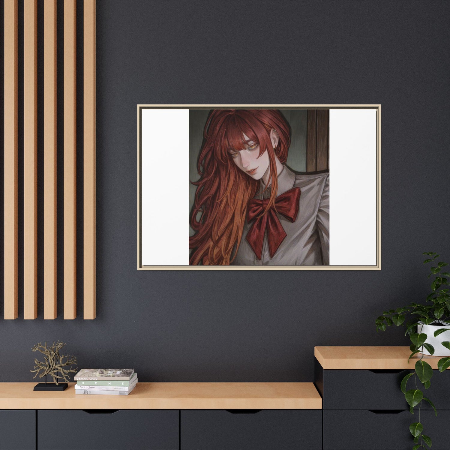 Framed Matte Canvas Print — Gothic Redhead Portrait