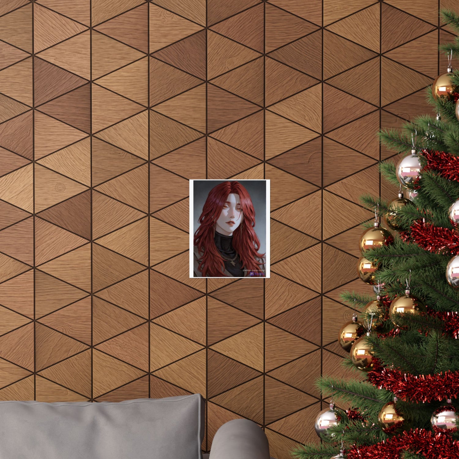 Red-Haired Muse Matte Vertical Poster — Moody Portrait Art Print