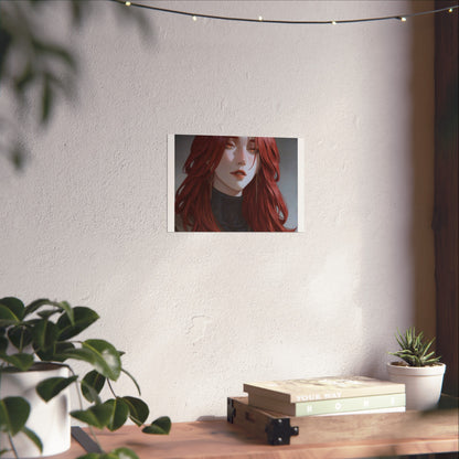 Fine Art Poster — Red-Haired Gothic Portrait, Moody Decorative Wall Art