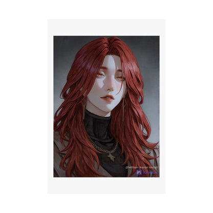 Red-Haired Muse Matte Vertical Poster — Moody Portrait Art Print
