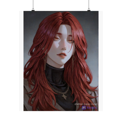 Red-Haired Muse Matte Vertical Poster — Moody Portrait Art Print