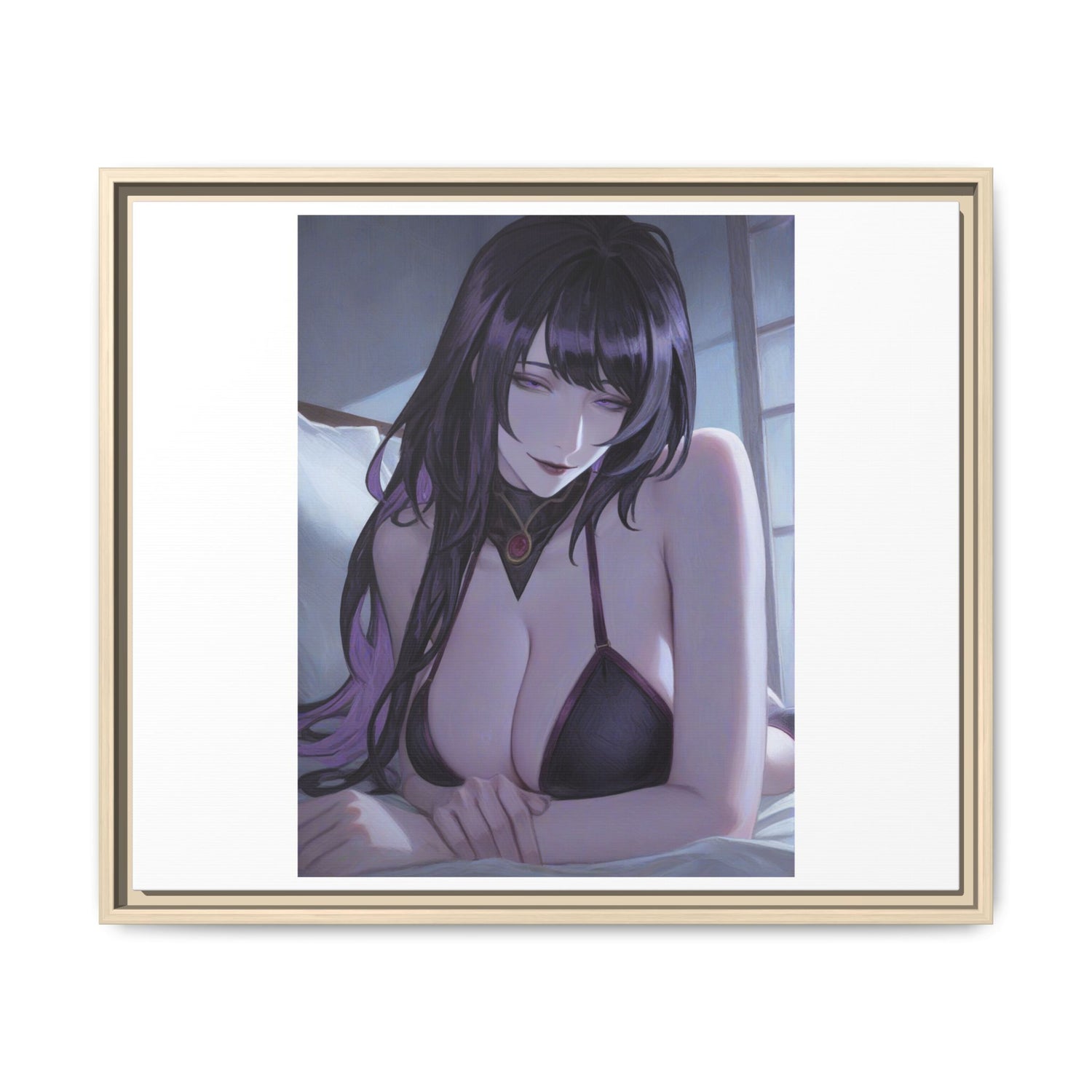 Framed Matte Canvas Print — Moody Anime Woman Portrait
