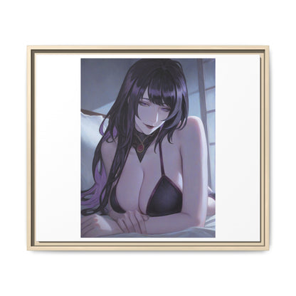 Framed Matte Canvas Print — Moody Anime Woman Portrait