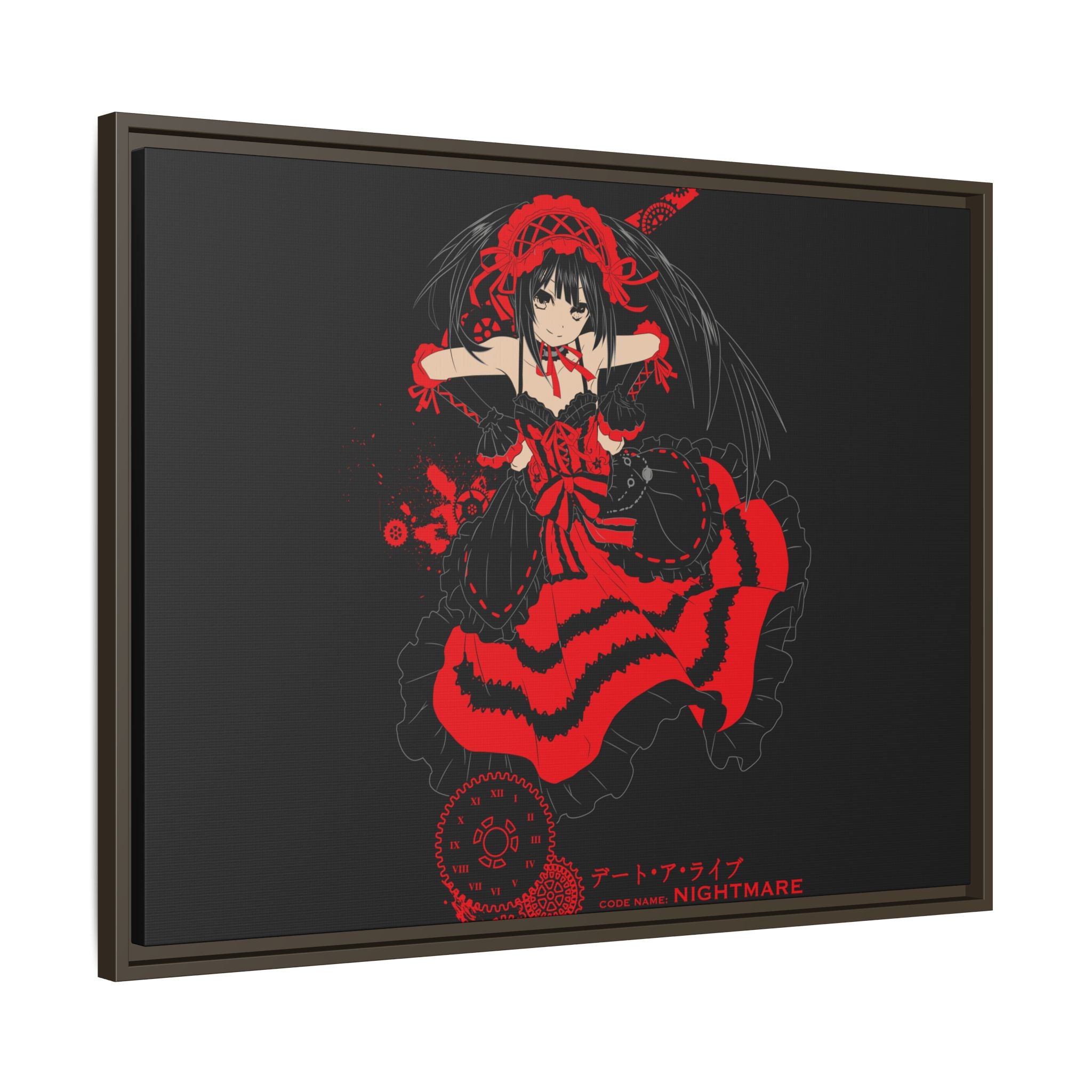 Anime Warrior Red Black Matte Canvas Print — Framed Wall Art