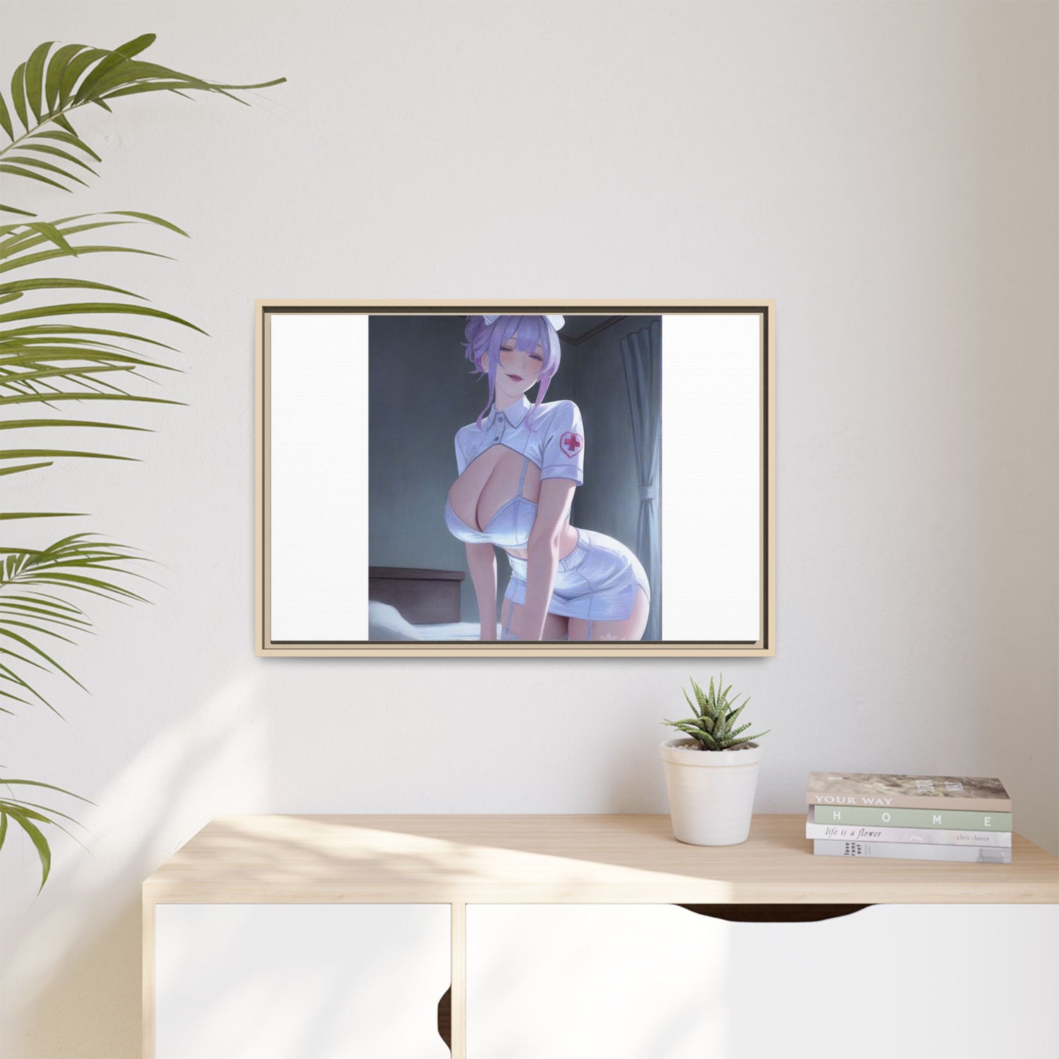 Sexy Anime Nurse Matte Canvas Print (Framed)