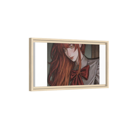 Framed Matte Canvas Print — Moody Red-Headed Anime Girl Art