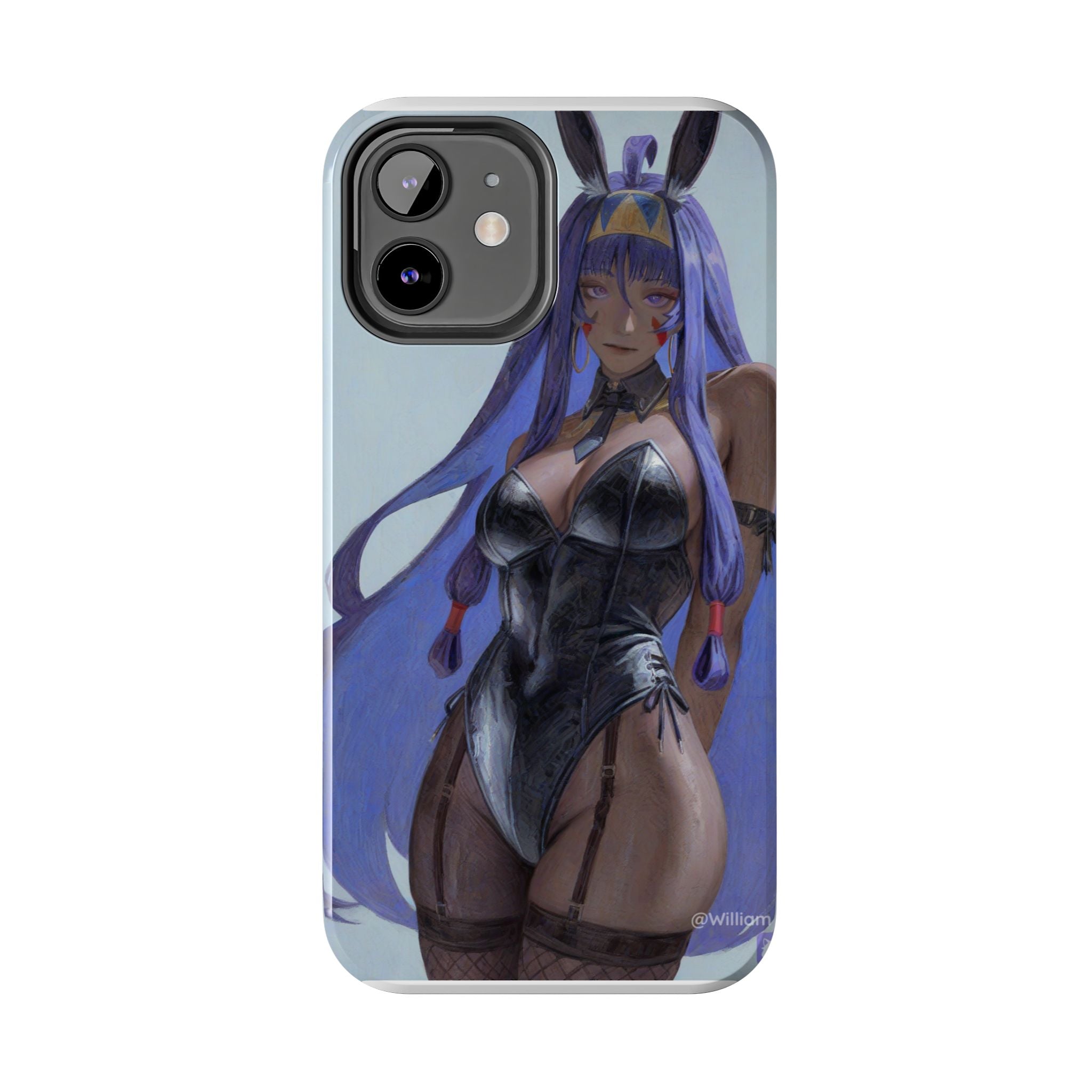 Bunny Girl Tough Phone Case — Anime Purple-Haired Character Protective Cover