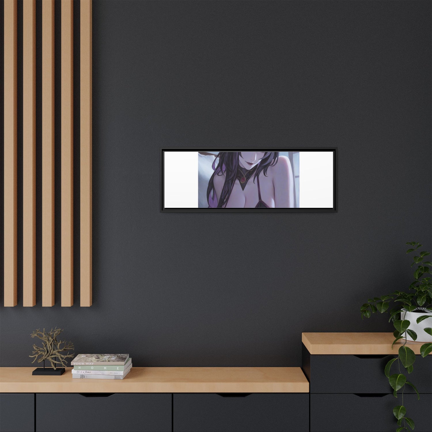 Framed Matte Canvas Print — Moody Anime Woman Portrait