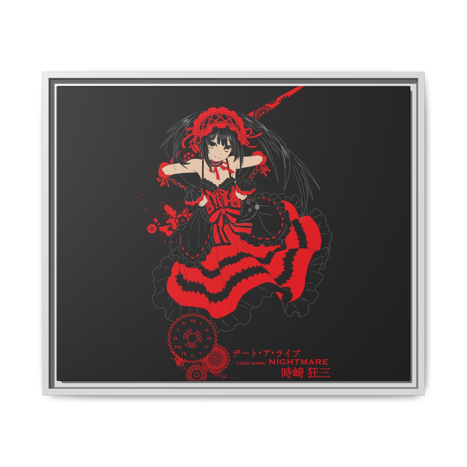Anime Warrior Red Black Matte Canvas Print — Framed Wall Art