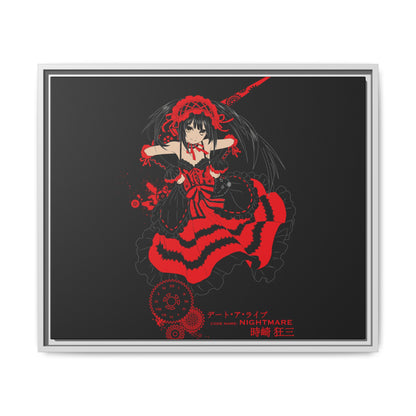 Anime Warrior Red Black Matte Canvas Print — Framed Wall Art