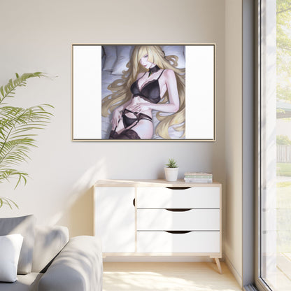 Framed Matte Canvas Print — Sleepy Blonde Anime Pinup