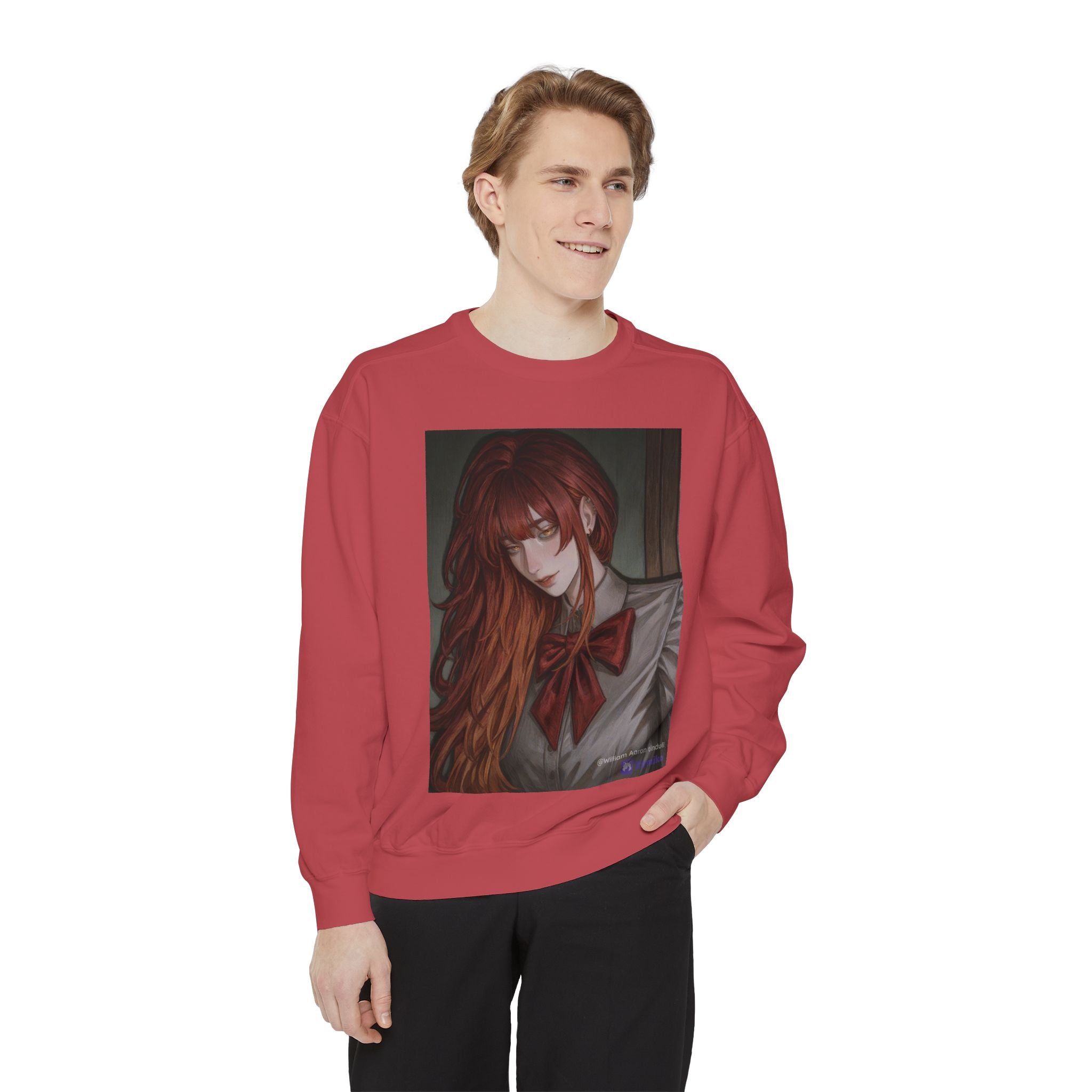 Anime Red-Headed Girl Sweatshirt — Gothic Schoolgirl Art Pullover