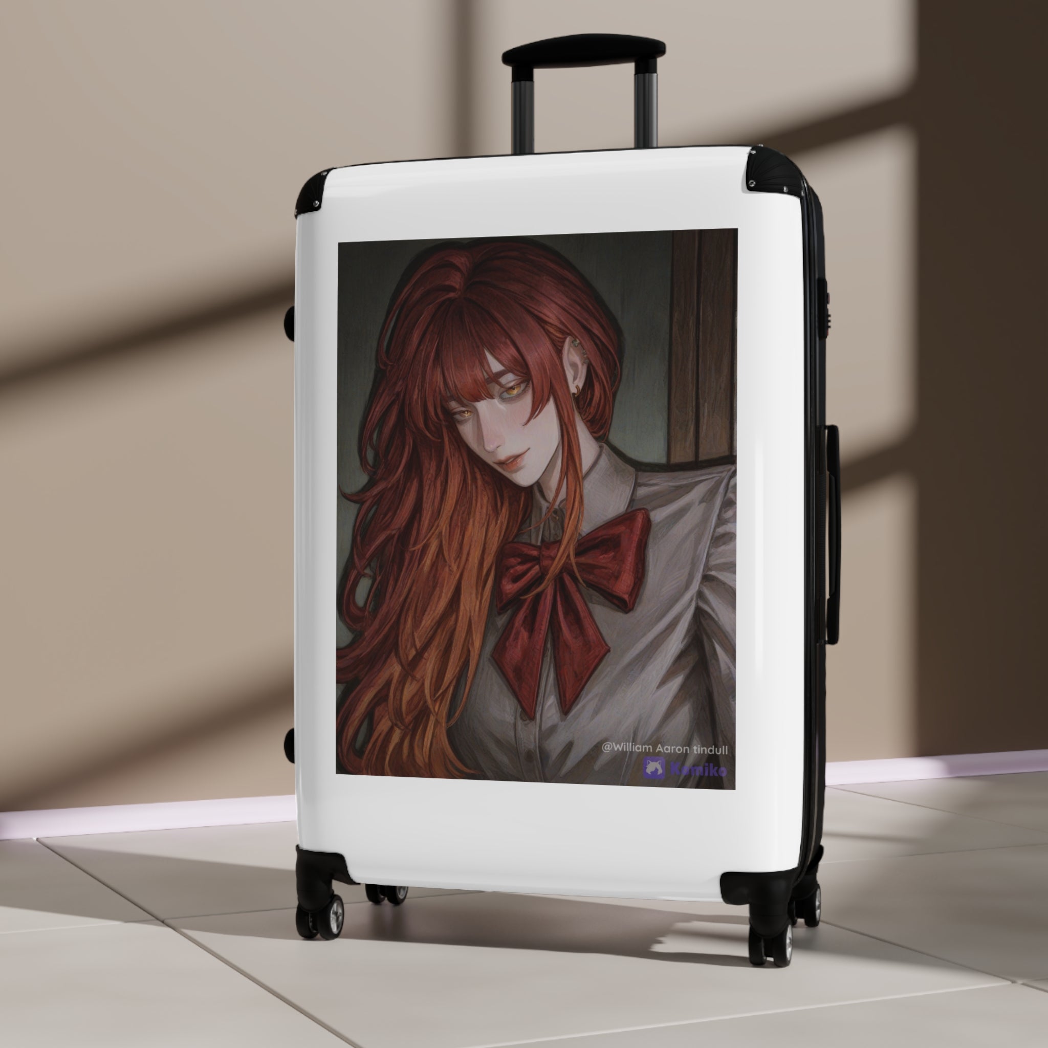Anime Red-Haired Girl Carry-On Suitcase – School Uniform Portrait Travel Luggage
