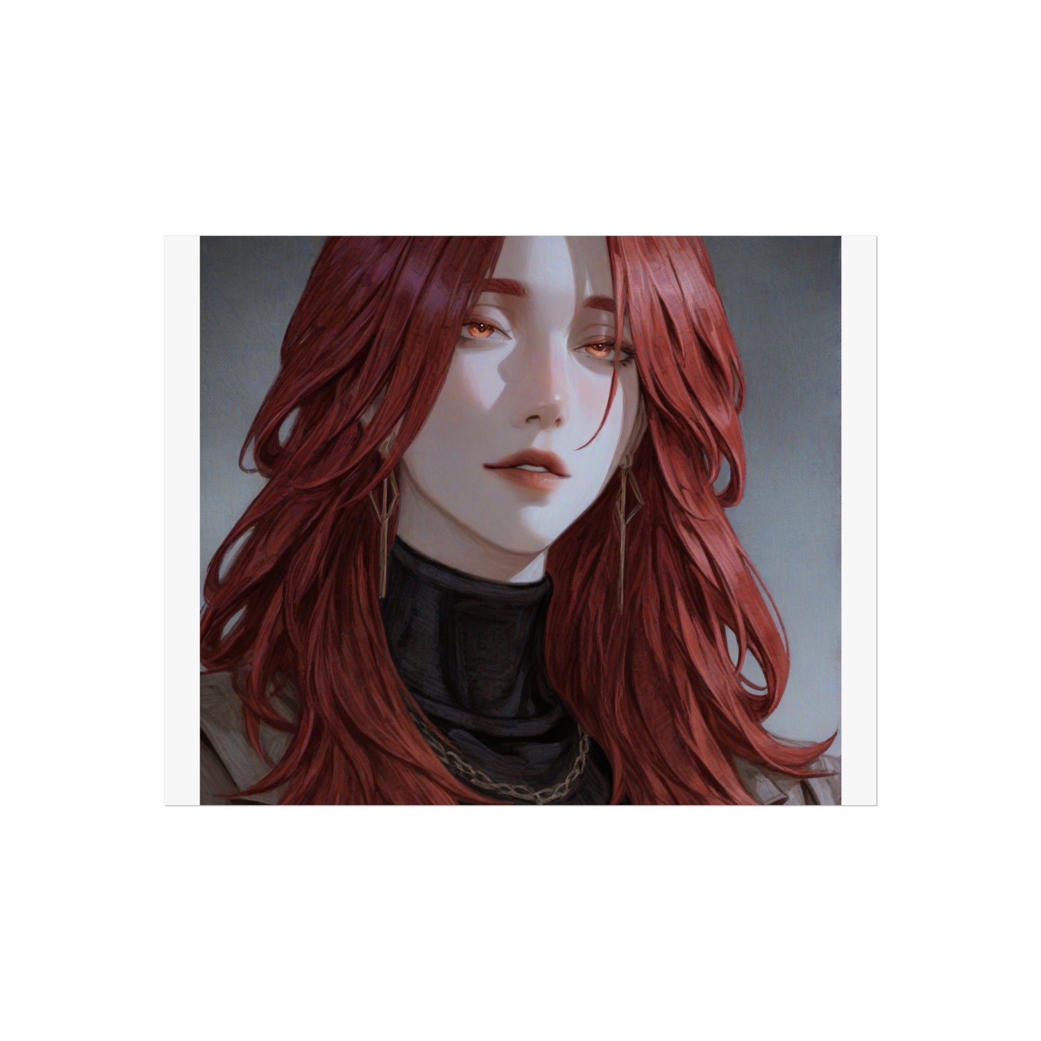 Fine Art Poster — Red-Haired Gothic Portrait, Moody Decorative Wall Art