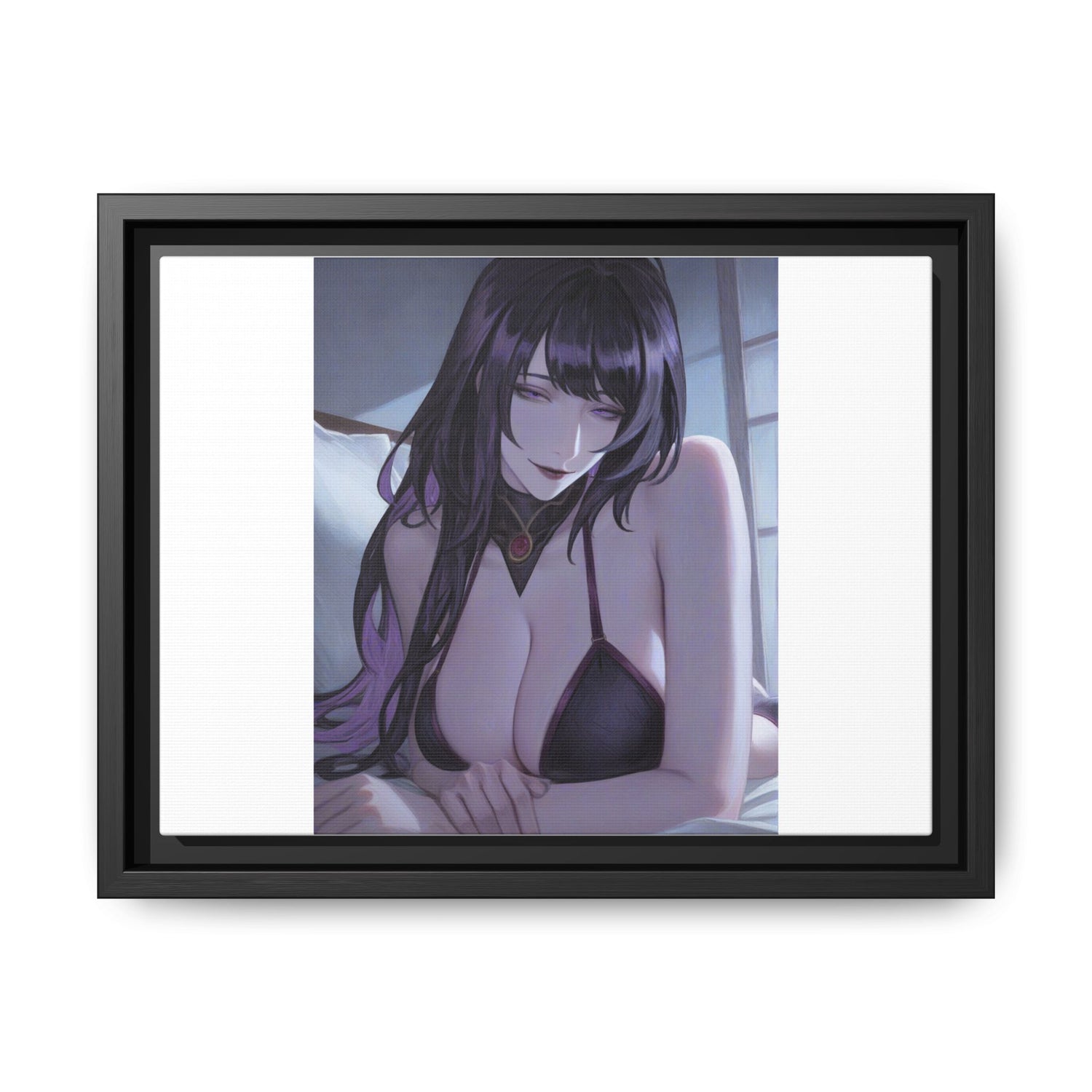 Framed Matte Canvas Print — Moody Anime Woman Portrait