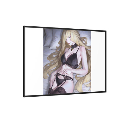 Framed Matte Canvas Print — Sleepy Blonde Anime Pinup