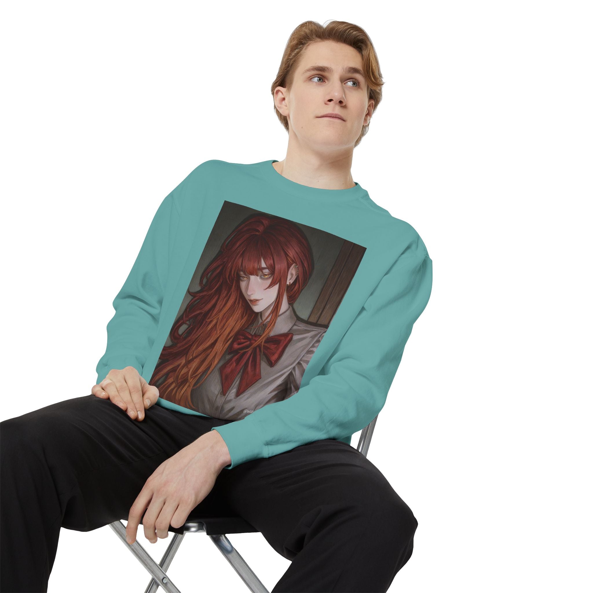 Anime Red-Headed Girl Sweatshirt — Gothic Schoolgirl Art Pullover