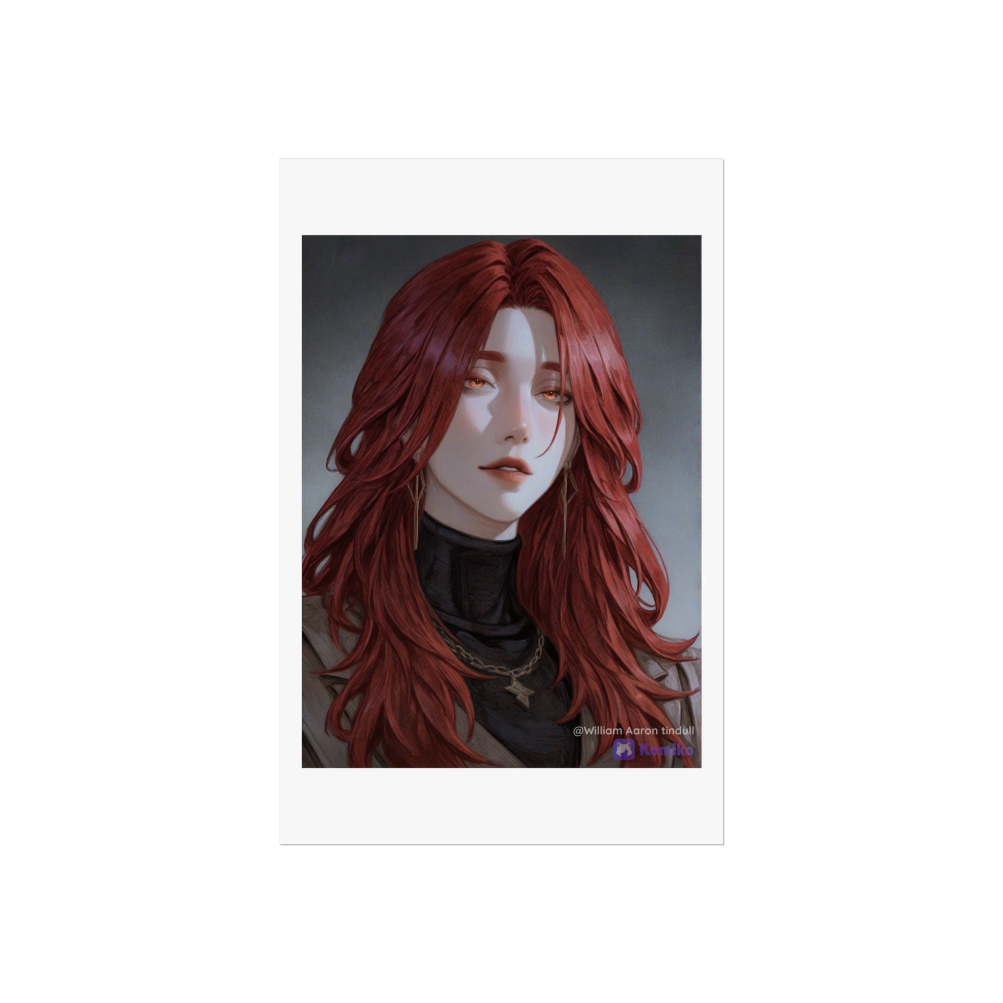Fine Art Poster — Red-Haired Gothic Portrait, Moody Decorative Wall Art