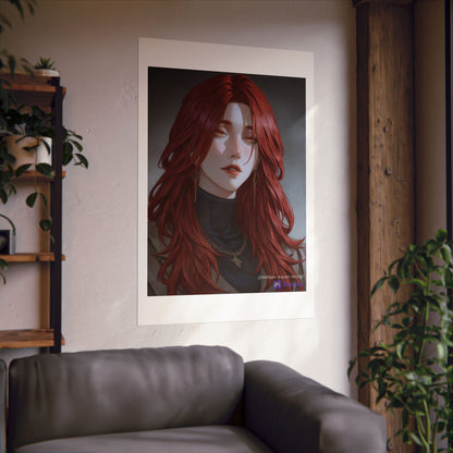 Red-Haired Muse Matte Vertical Poster — Moody Portrait Art Print