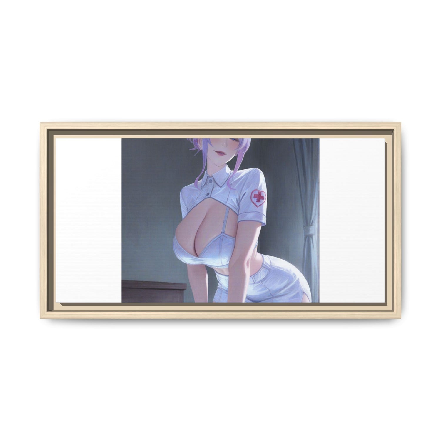 Sexy Anime Nurse Matte Canvas Print (Framed)