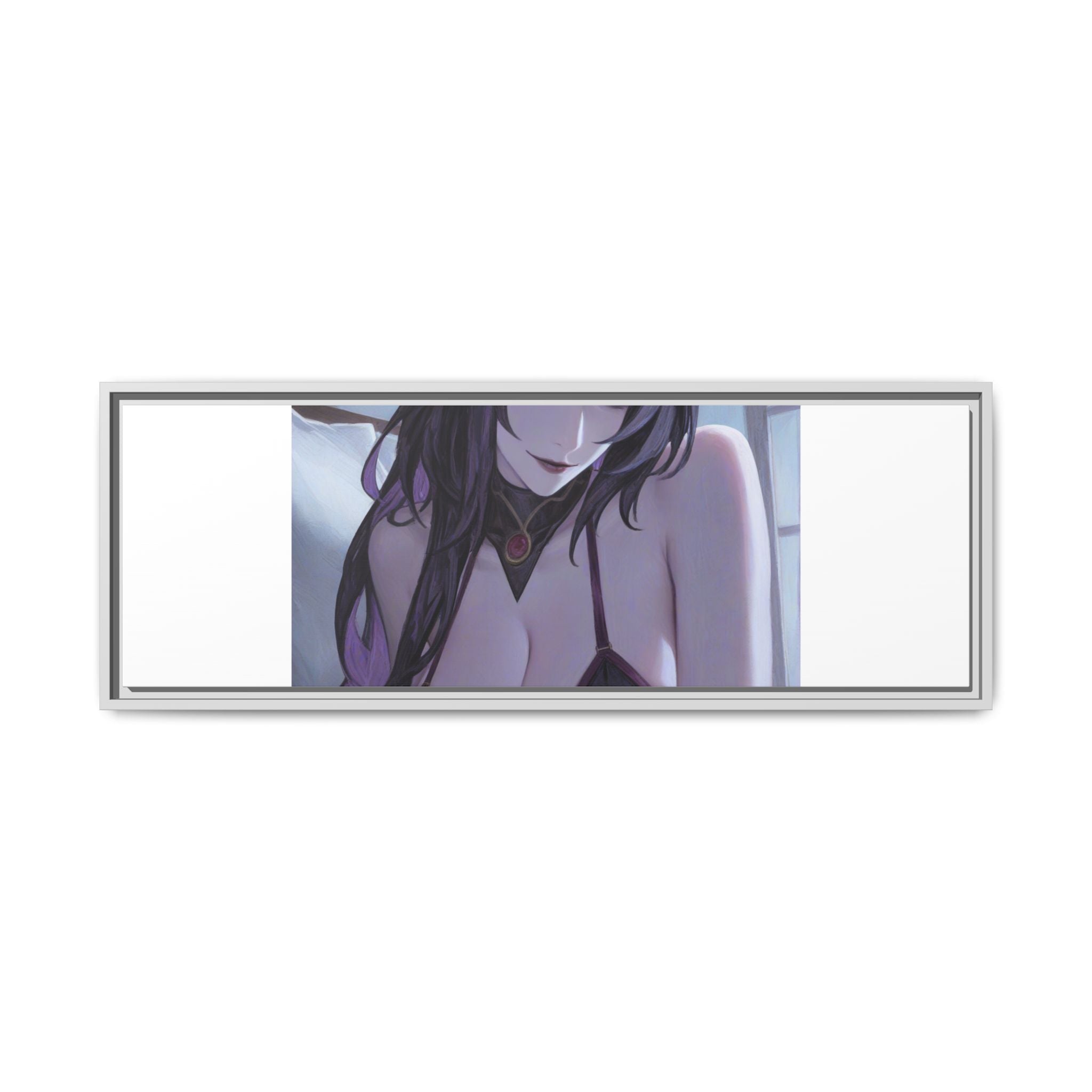 Framed Matte Canvas Print — Moody Anime Woman Portrait