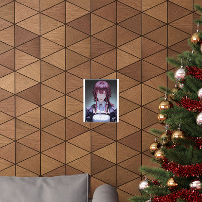 Anime Portrait Poster — Moody Red‑Haired Character Matte Vertical Art Print