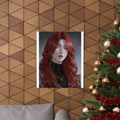Red-Haired Muse Matte Vertical Poster — Moody Portrait Art Print