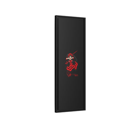 Anime Warrior Red Black Matte Canvas Print — Framed Wall Art