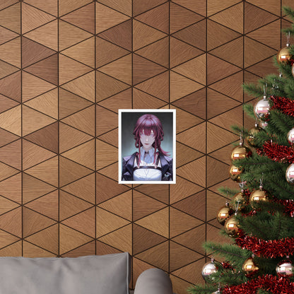 Anime Portrait Poster — Moody Red‑Haired Character Matte Vertical Art Print