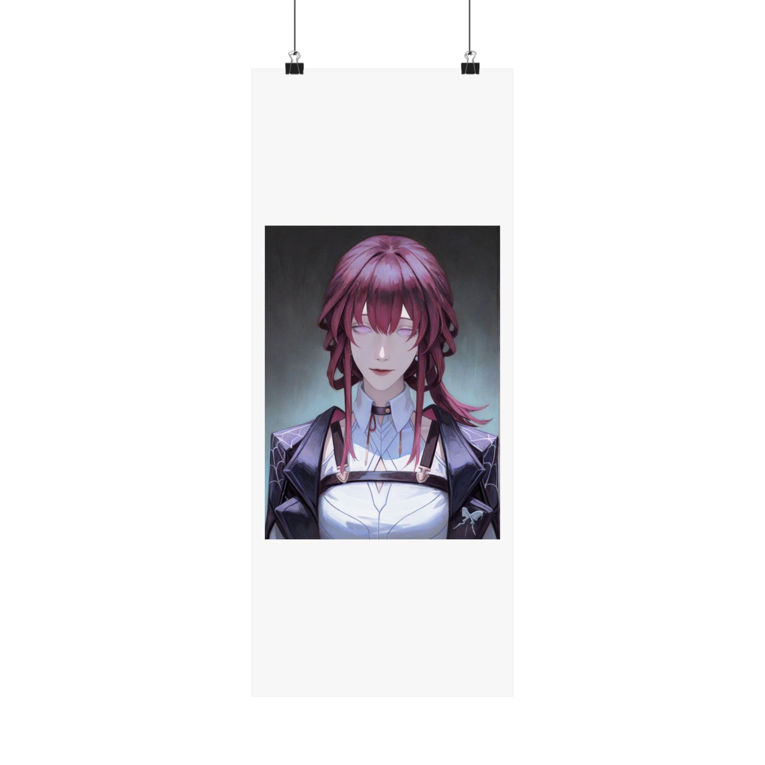Anime Portrait Poster — Moody Red‑Haired Character Matte Vertical Art Print