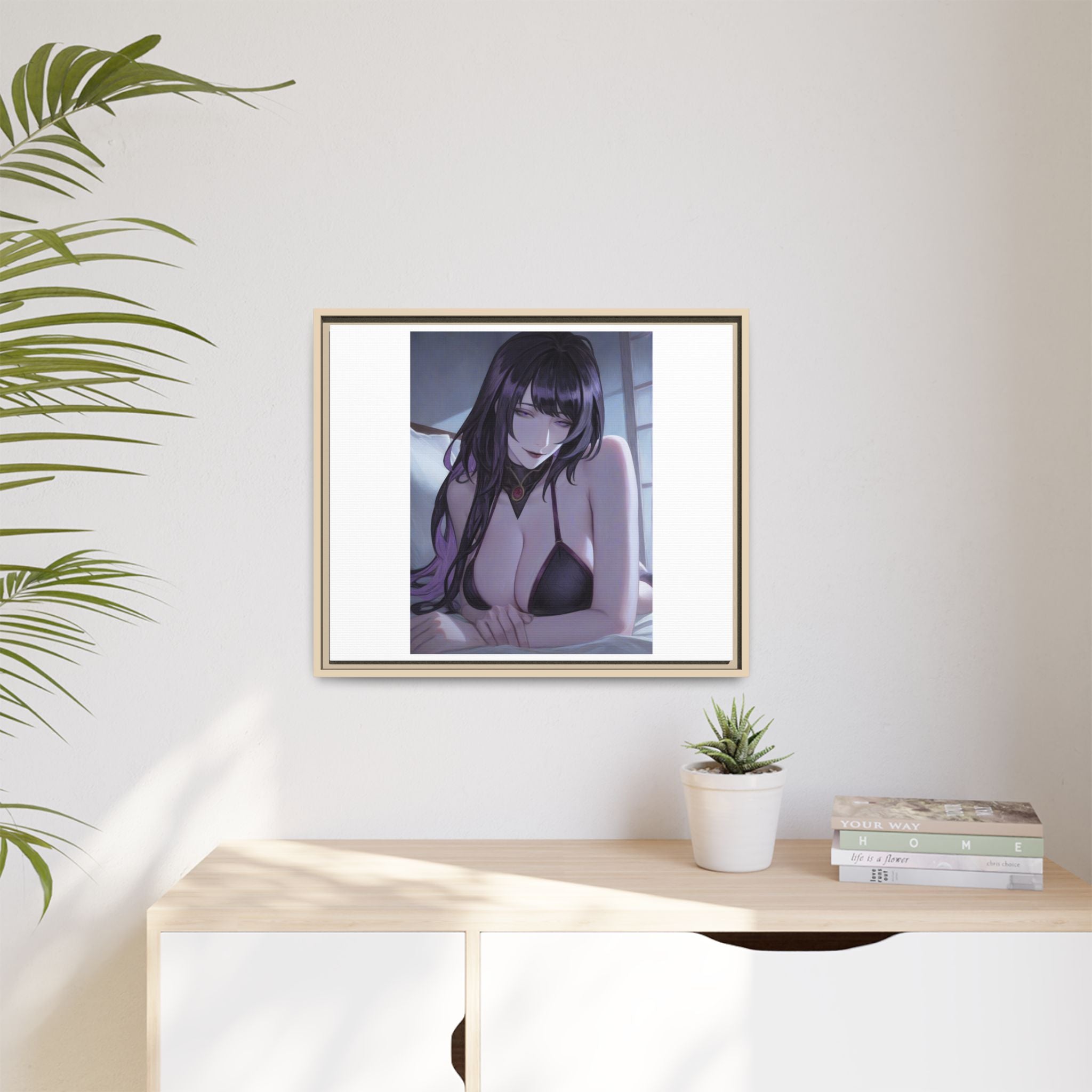 Framed Matte Canvas Print — Moody Anime Woman Portrait