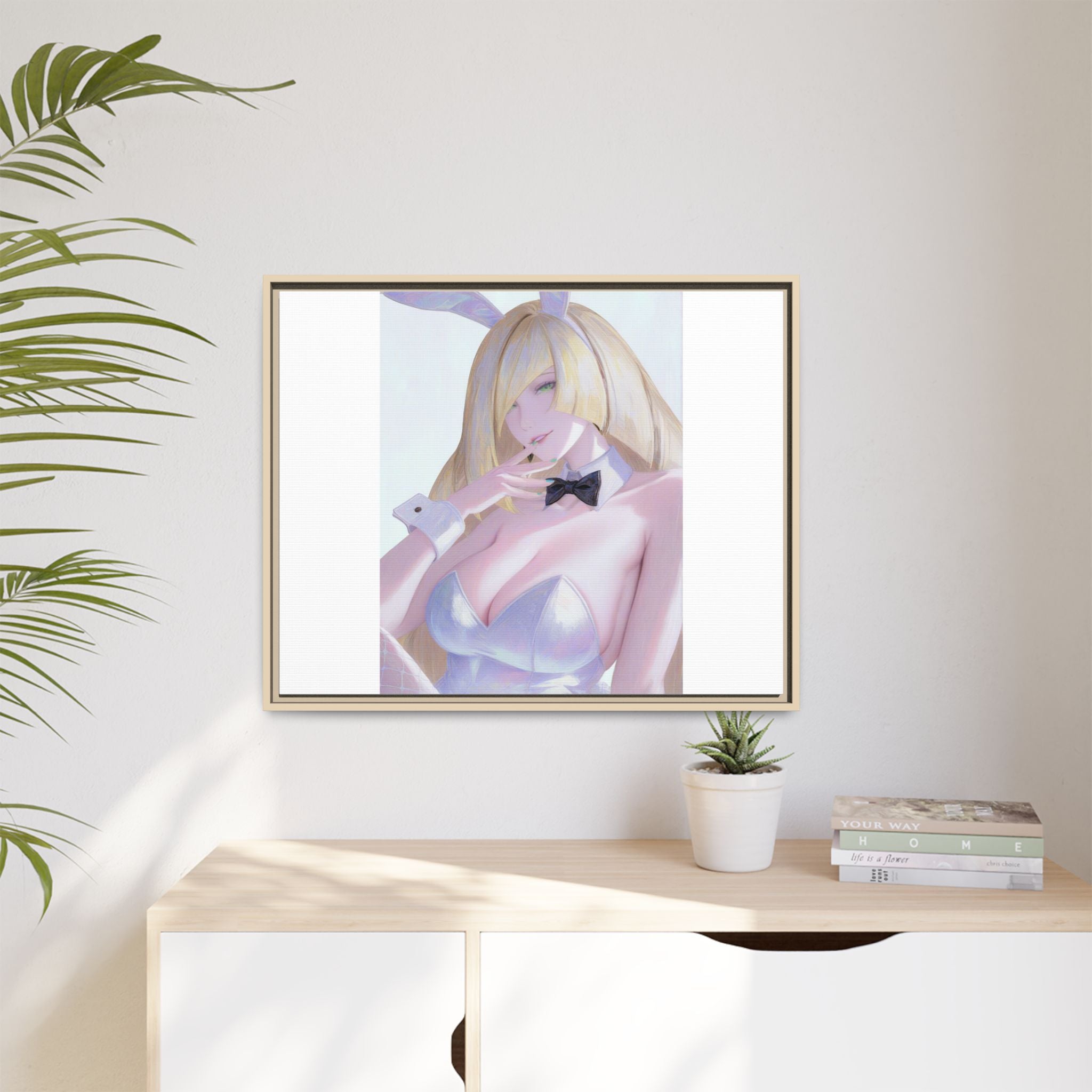 Bunny Girl Matte Canvas Print Framed — Sexy Anime Art Wall Decor