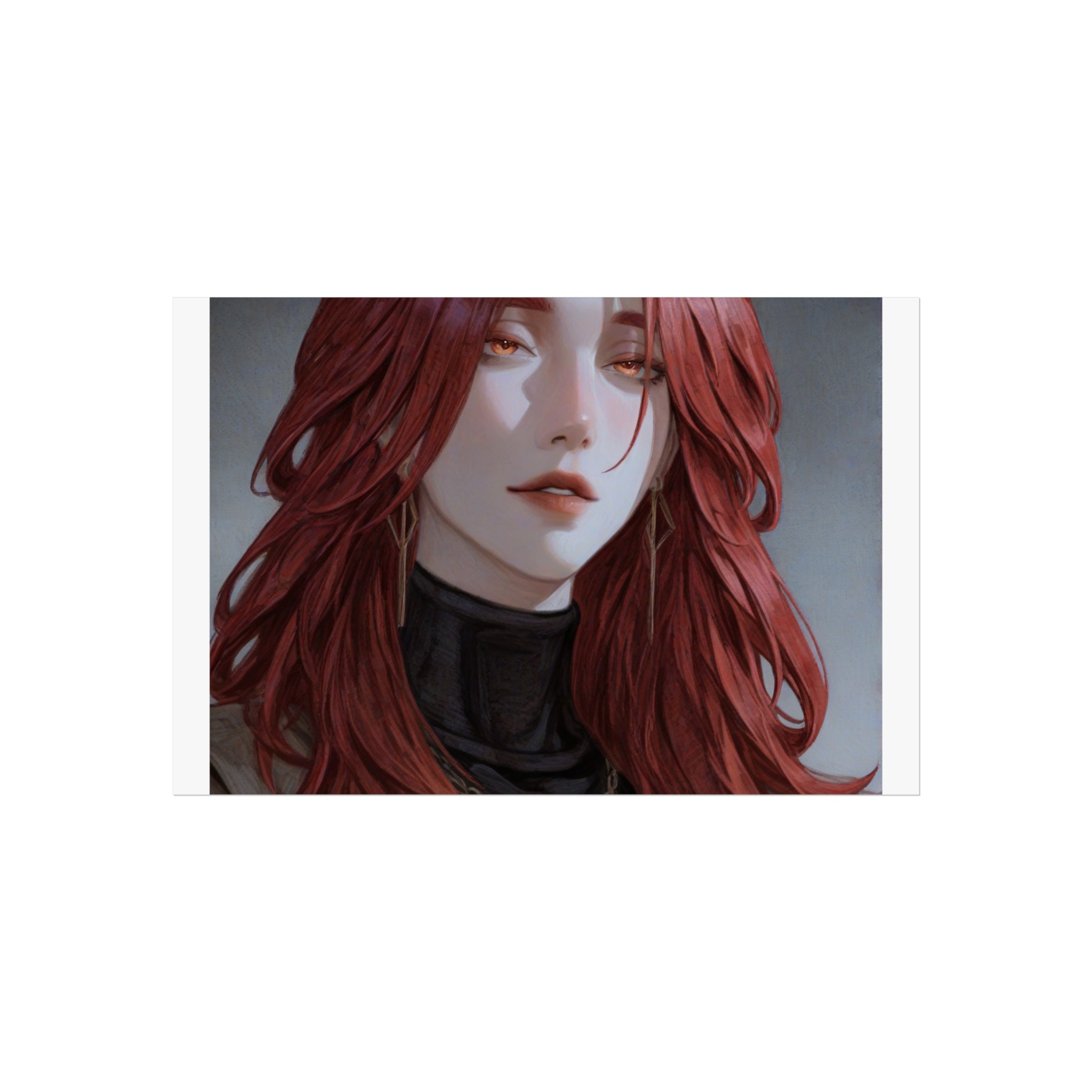 Fine Art Poster — Red-Haired Gothic Portrait, Moody Decorative Wall Art
